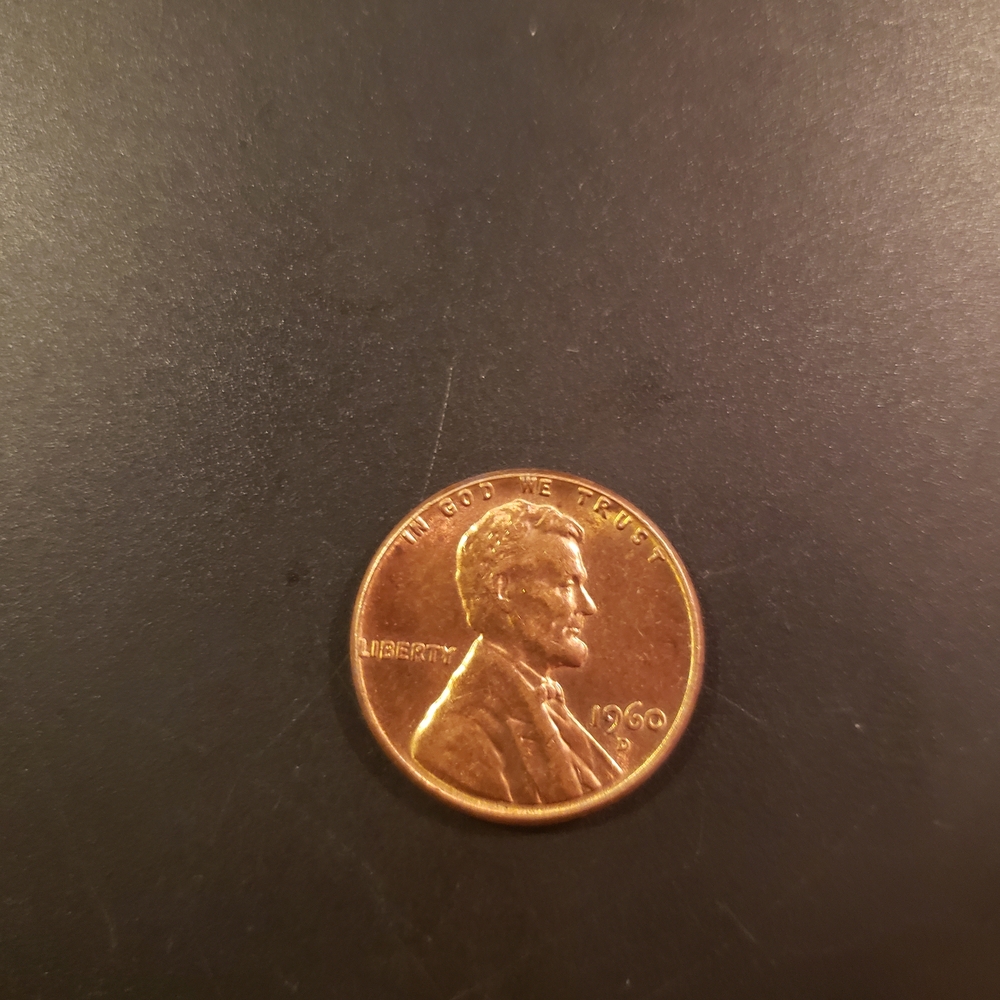 1960 D ERROR PENNY, Take Close Look At The Building.Very Visible Minting Error.